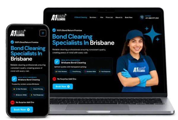 Bond cleaning website design Gold Coast and Brisbane