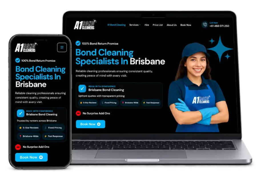 Bond cleaning website design Gold Coast and Brisbane